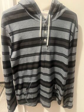 On The Byas Men's Hoodie Gray and Black Stripes.